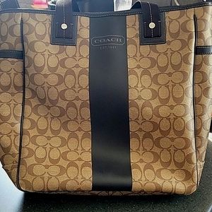 COACH SIGNATURE HERITAGE STRIPED TOTE BAG